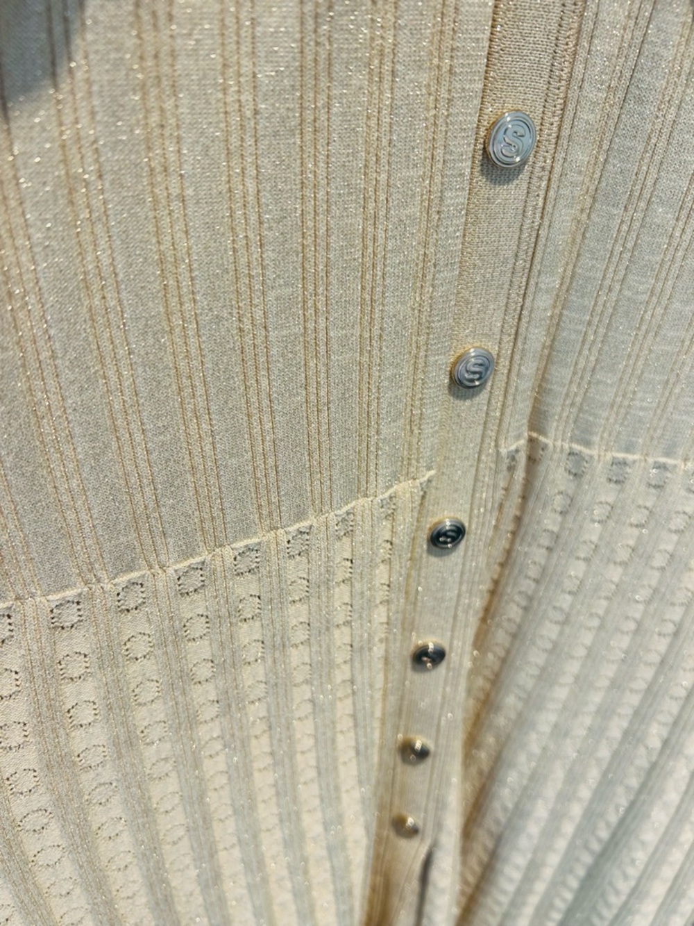 Sandro Cream Button-Front Knit Midi Dress - Picture 5 of 5